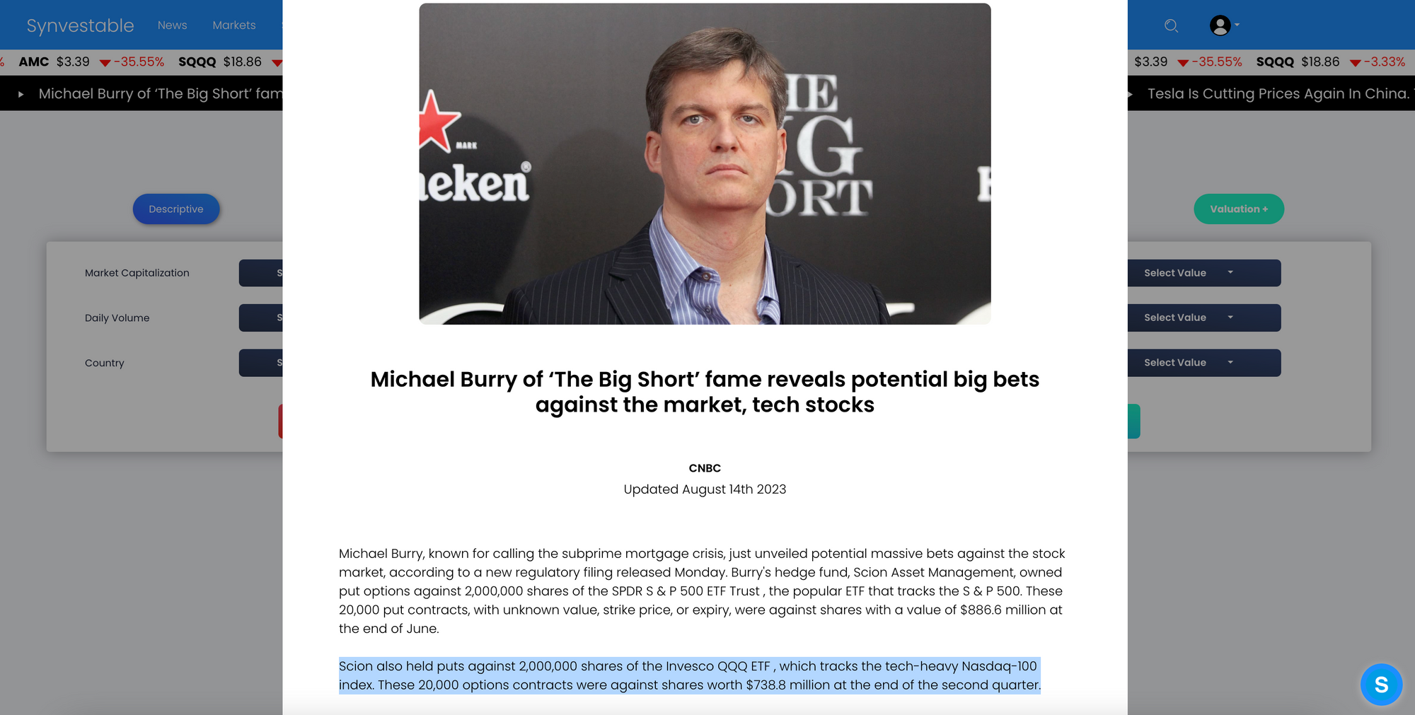 Michael Burry, Famed 'Big Short' of 2008, Shorts The Market —Mistakenly Makes The Same Bet Twice